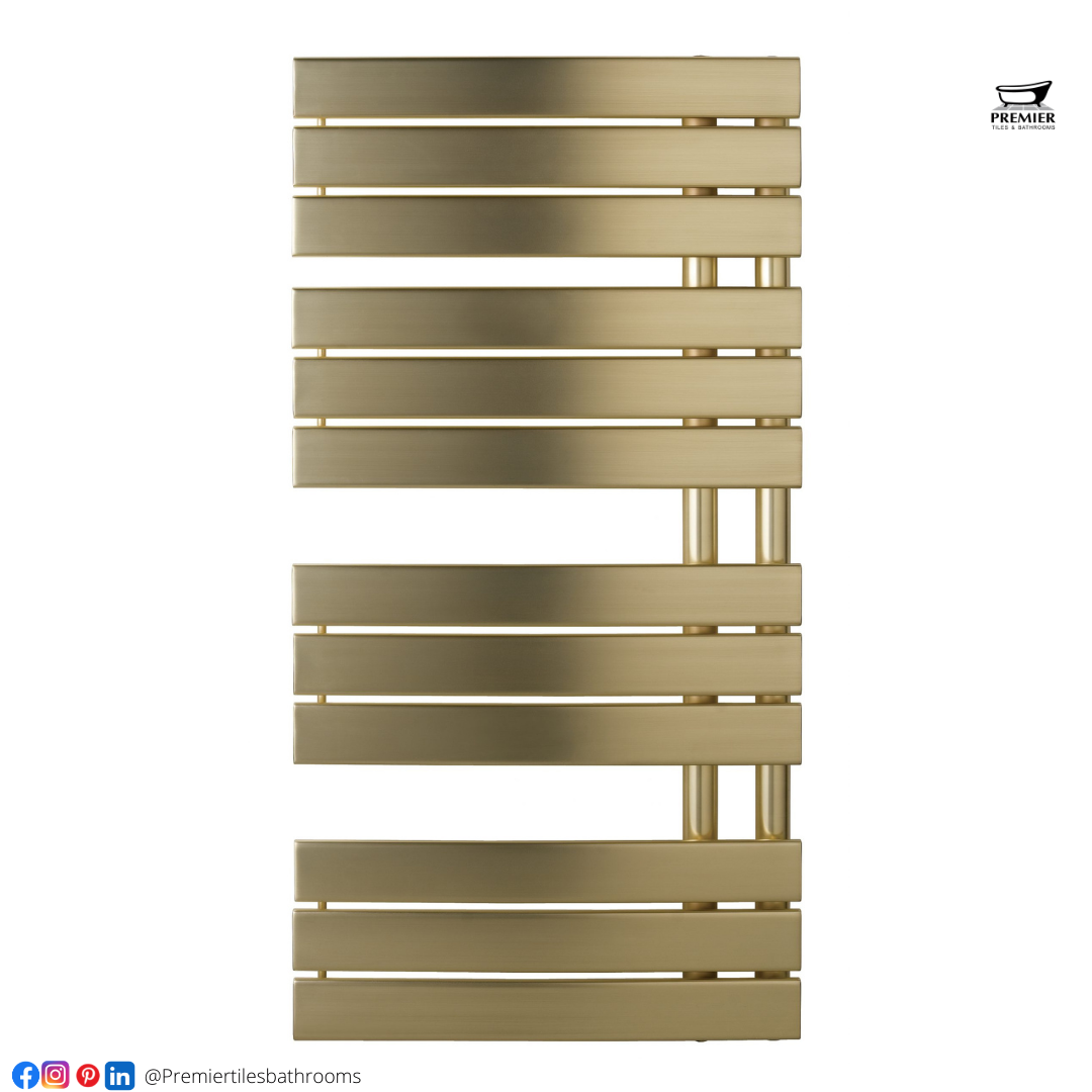 Cleo Brushed Brass Radiator - Premier Tiles and Bathrooms