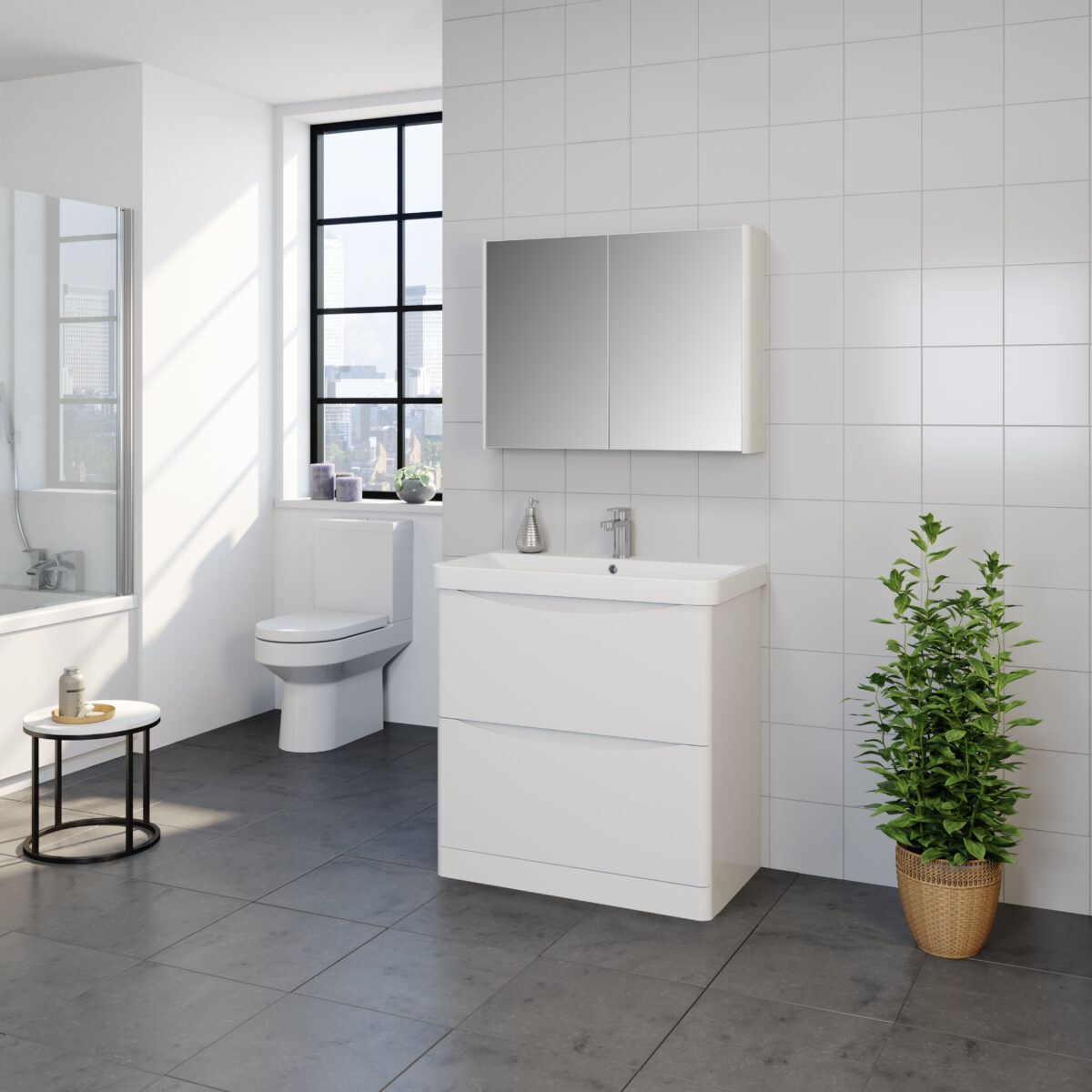 Mirror Cabinet - Arc White - Premier Tiles and Bathrooms