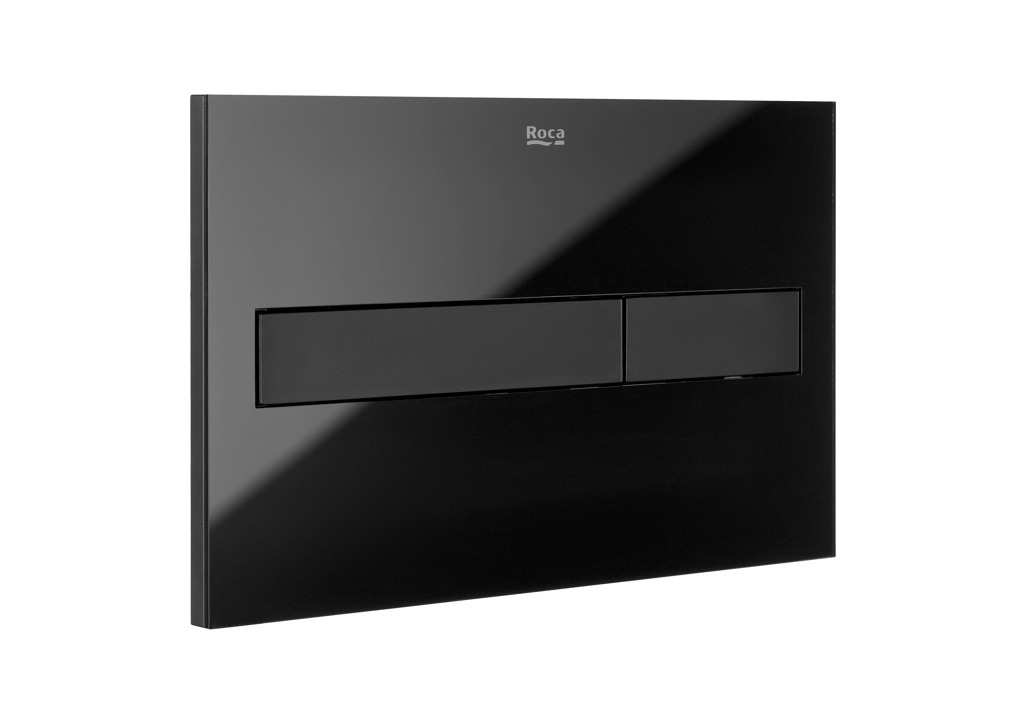 Roca PL7 Dual Flush Plate - Glass Black