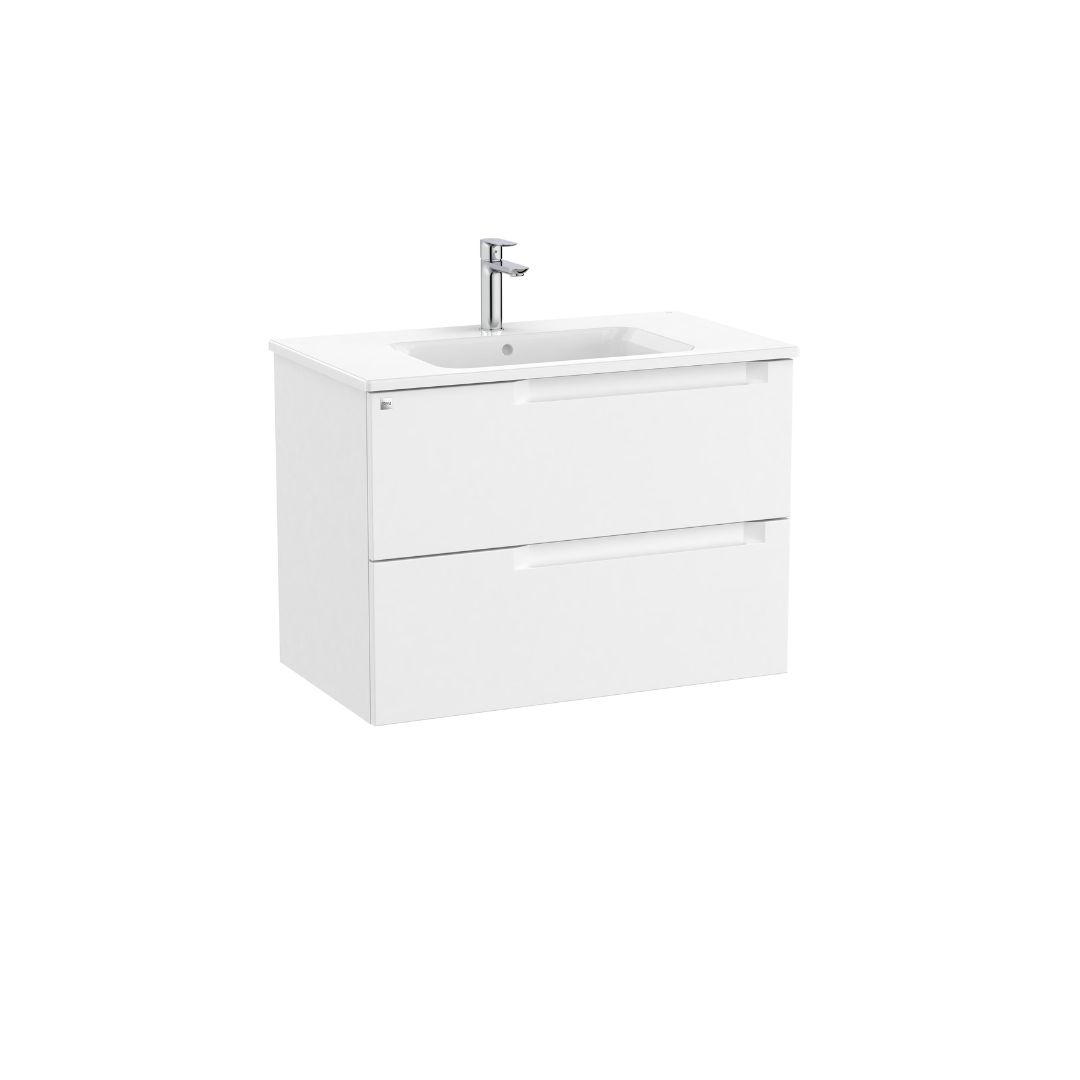 Roca Aleyda 800 x 460mm Standard 2 Drawer Vanity Unit - Matt White - Premier Tiles and Bathrooms