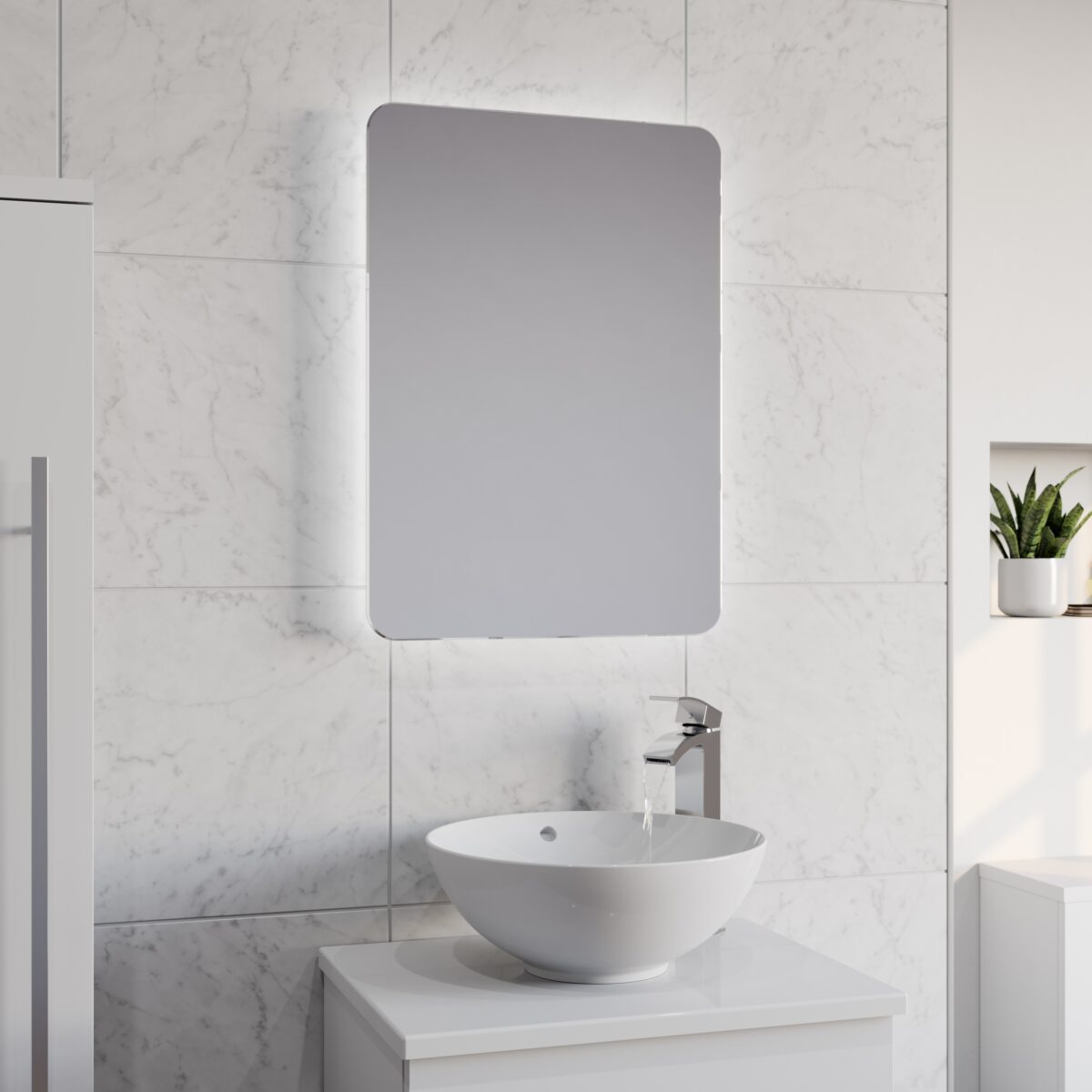 K-Vit Mirrors - Garda LED Illuminated Bathroom Mirror with toothbrush charger- MIR005